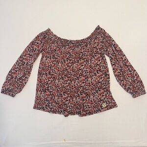 MICHAEL KORS Multicolor Floral Print Babydoll Smocked Blouse in size Medium